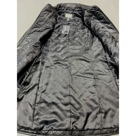 Neiman Marcus Quilted Lamb Leather Coat SZ M Jet Black Urban Luxe City Chic 495$
